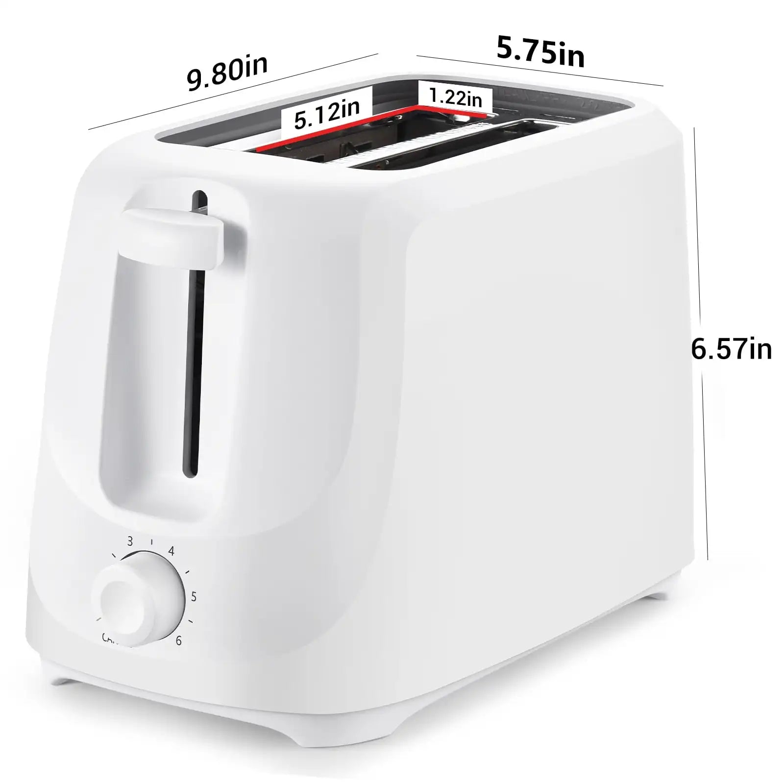 Mainstays 2-Slice Toaster with 6 Shade Settings and Removable Crumb Tray, Arctic White