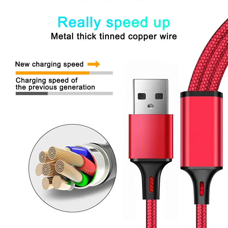 3 In 1 USB Charger Fast Charging Cable Type C Micro LIGHTNING Multi Charger