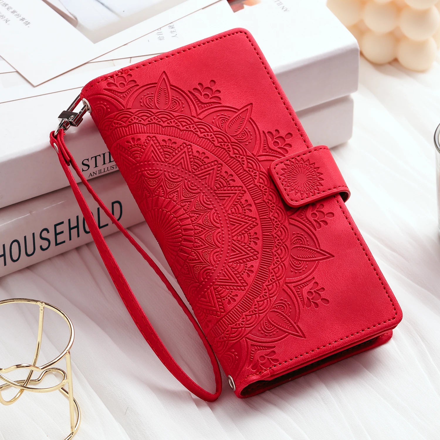Leather Flip Case For Samsung Galaxy  Card Wallet Embossing Phone Bag