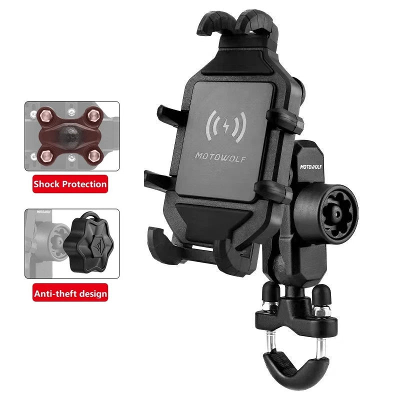Motorcycle Wireless Charging Phone Holder Cradle 3.0 Quick Charger GPS Moto