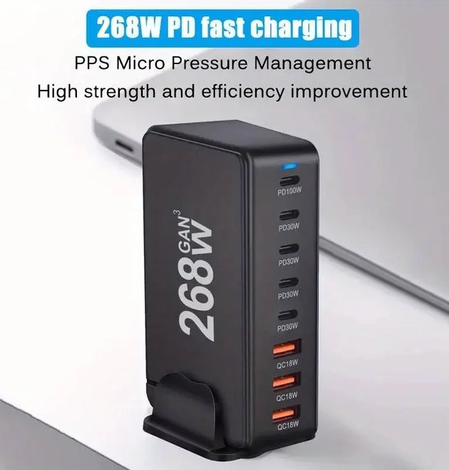 New 268W/240W GAN Gallium Nitride USB TypeC Multi-port Desktop Travel Charger With Power Adapter PD Charger Office Home Charger