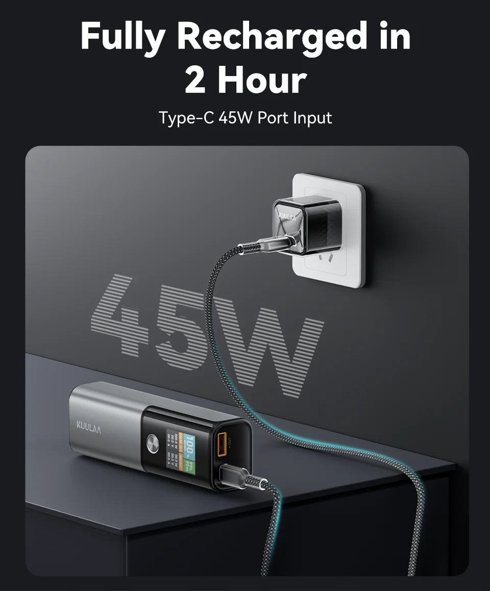 KUULAA 100W Power Bank 14000mAh Portable Charger External Battery PowerBank for Macbook for iPad Laptop Notbook Fast Charging PD