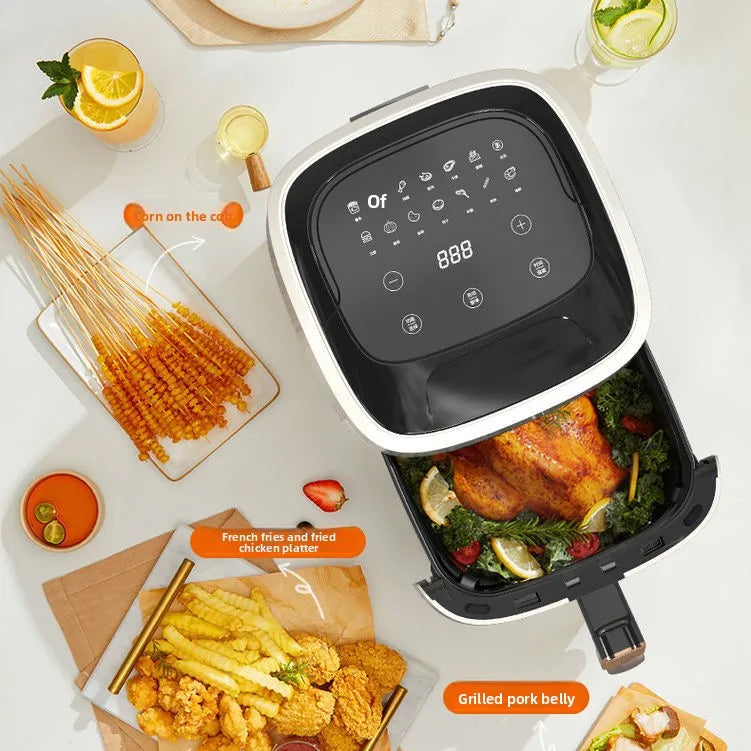 New Electric Air Fryer Smoke- 5.5L Capacity Smart Model Visible Cooking Eco-friendly Non-Stick Coating No Need Turn Over