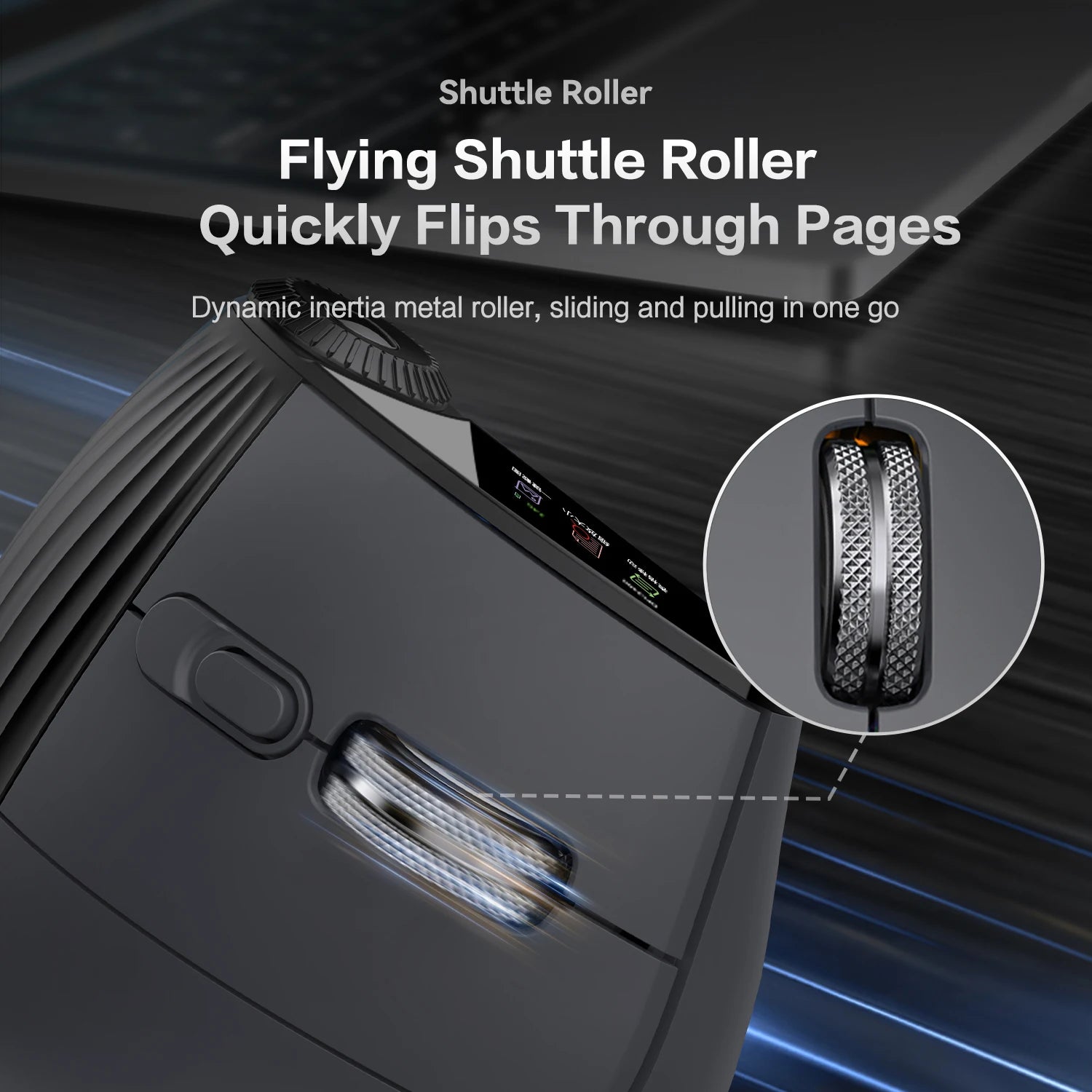 Jomaa RGB Backlit Speed Roller Wireless Vertical Mouse with Function Adjustment