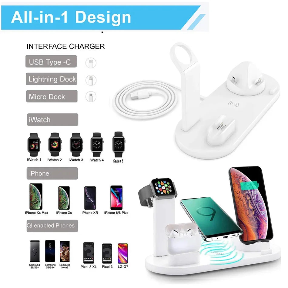 7 in 1 Wireless Charger Stand Pad For iPhone 17-12 Pro Max Apple Watch Airpods Pro iWatch 8 7 Fast Charging Dock Station