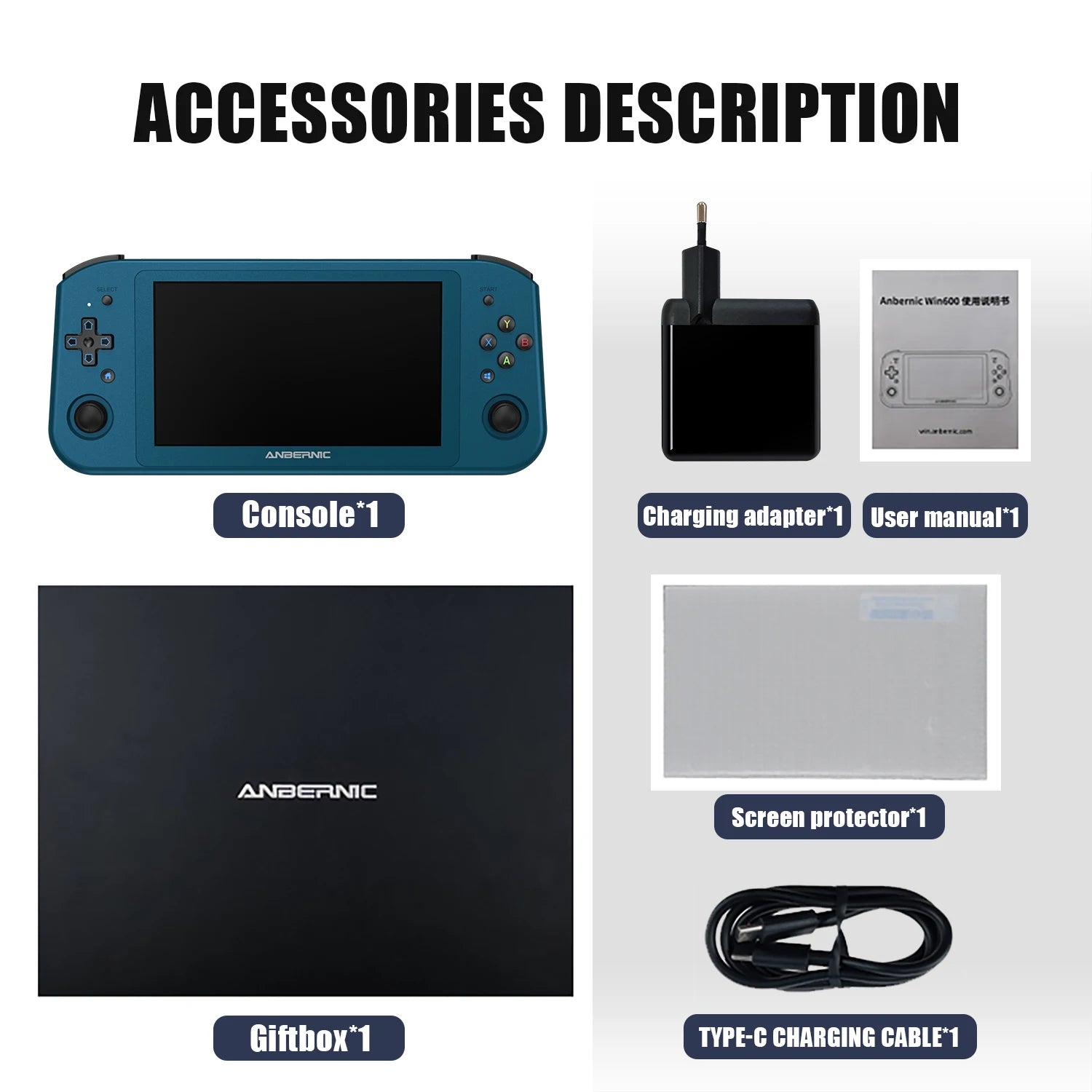 ANBERNIC Win600 PC Games Handheld AMD 3020e/3050e 5.94 Inch IPS Screen Office Video Game Console Windows 10 WiFi5  Pocket Laptop
