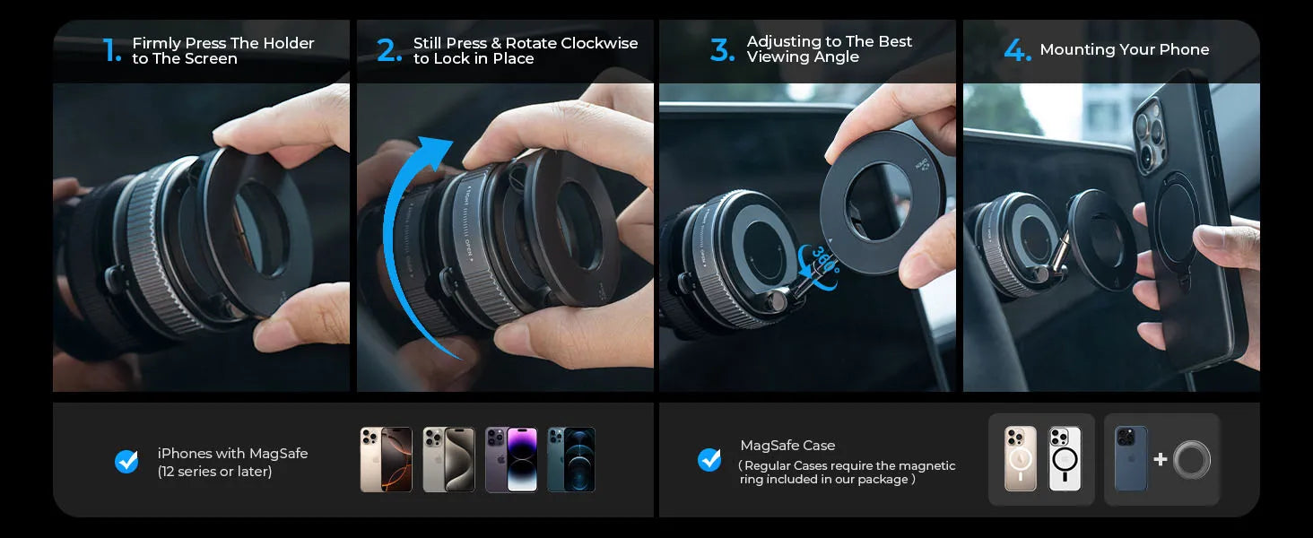 Adjustable Rotating Folding Magnetic Phone Holder Vacuum Suction Mag Stand