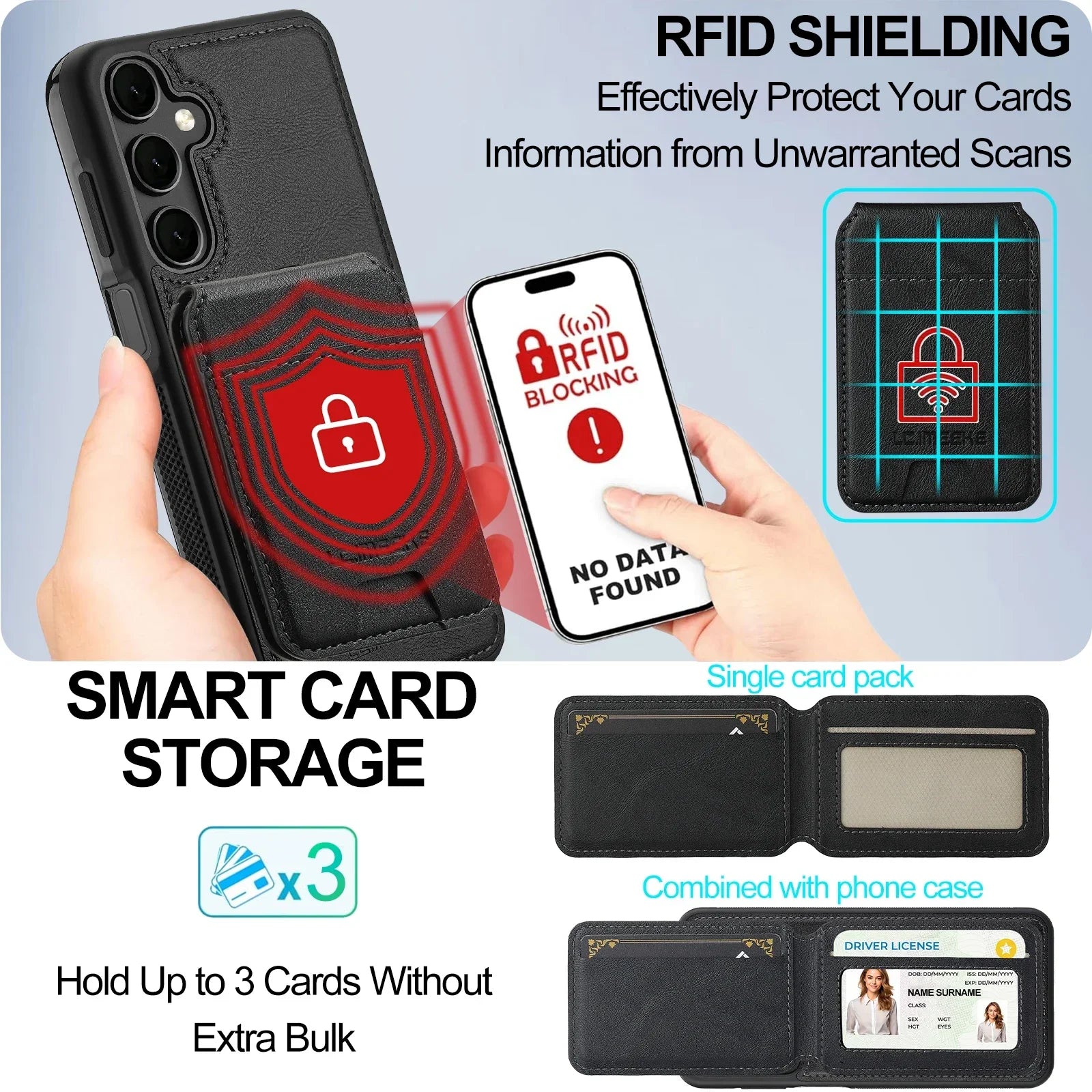 Detachable Leather Case For Samsung Galaxy Card Wallet Phone Bag