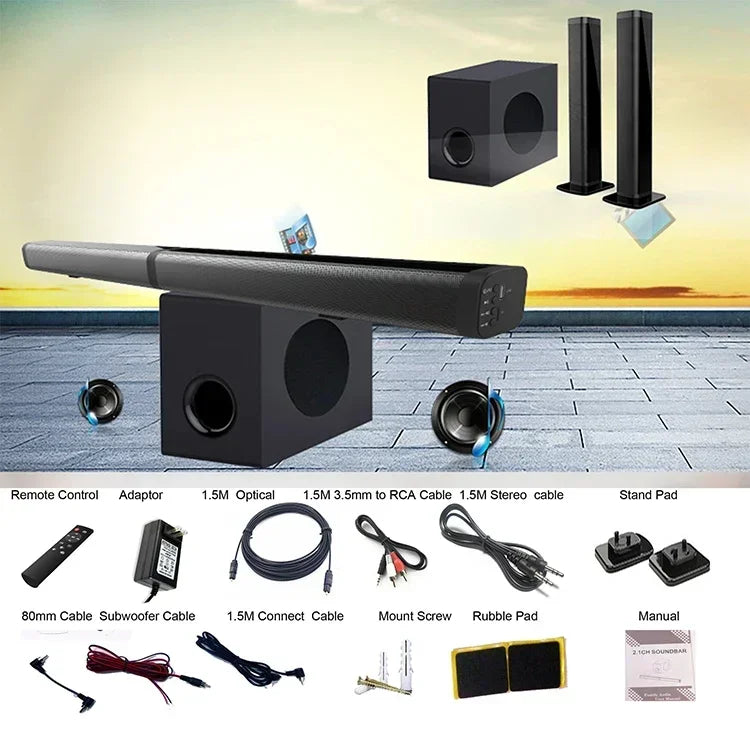 Bluetooth Speaker 5.0 Home Theater System 3D Surround Sound Bar Remote