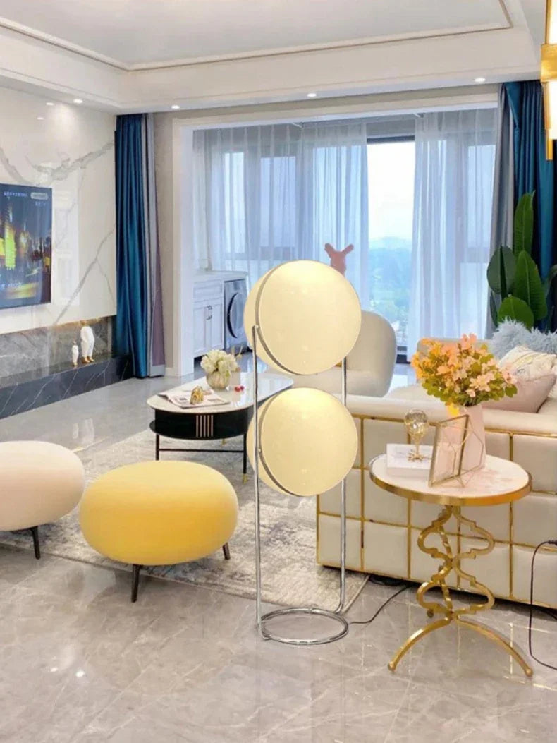 Garrault  Delord Floor Lamp Chrome Metal White Acrylic Ball Floor Light Living Room