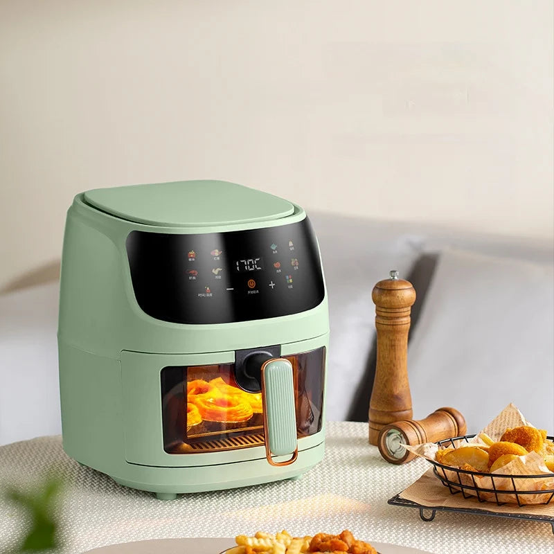 New 8L Large Capacity Air Fryer Multifunctional Visible Window Microcomputer Control for Home Commercial Use