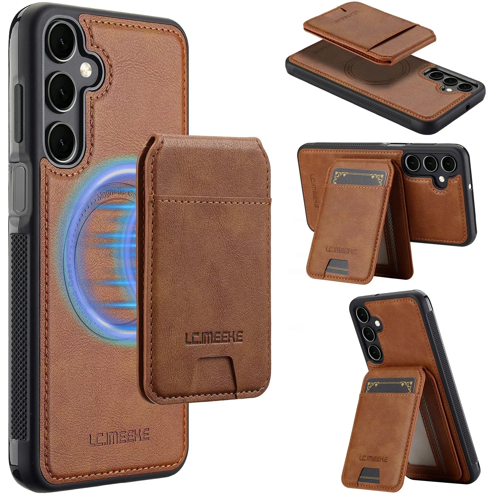 Detachable Leather Case For Samsung Galaxy Card Wallet Phone Bag