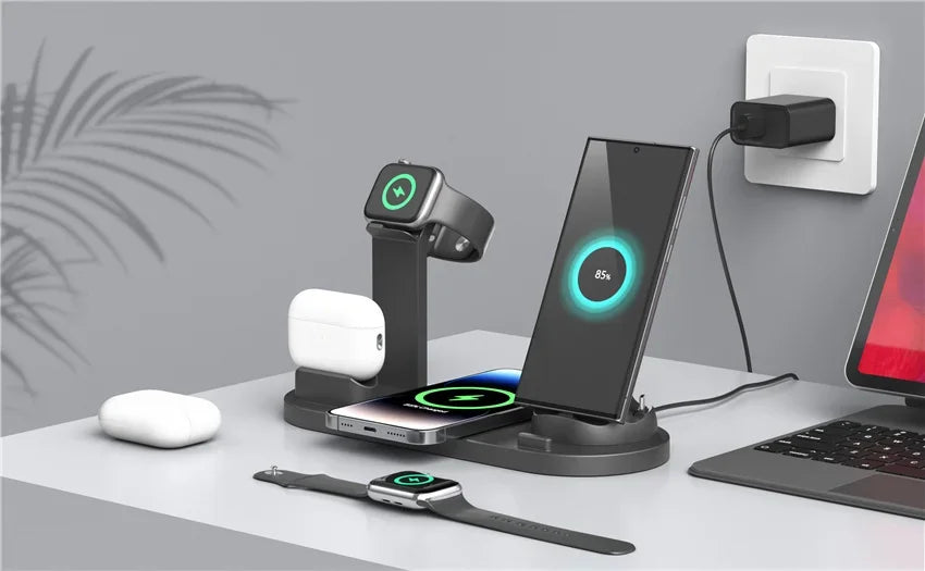 7 in 1 Wireless Charger Stand Pad For iPhone 17-12 Pro Max Apple Watch Airpods Pro iWatch 8 7 Fast Charging Dock Station