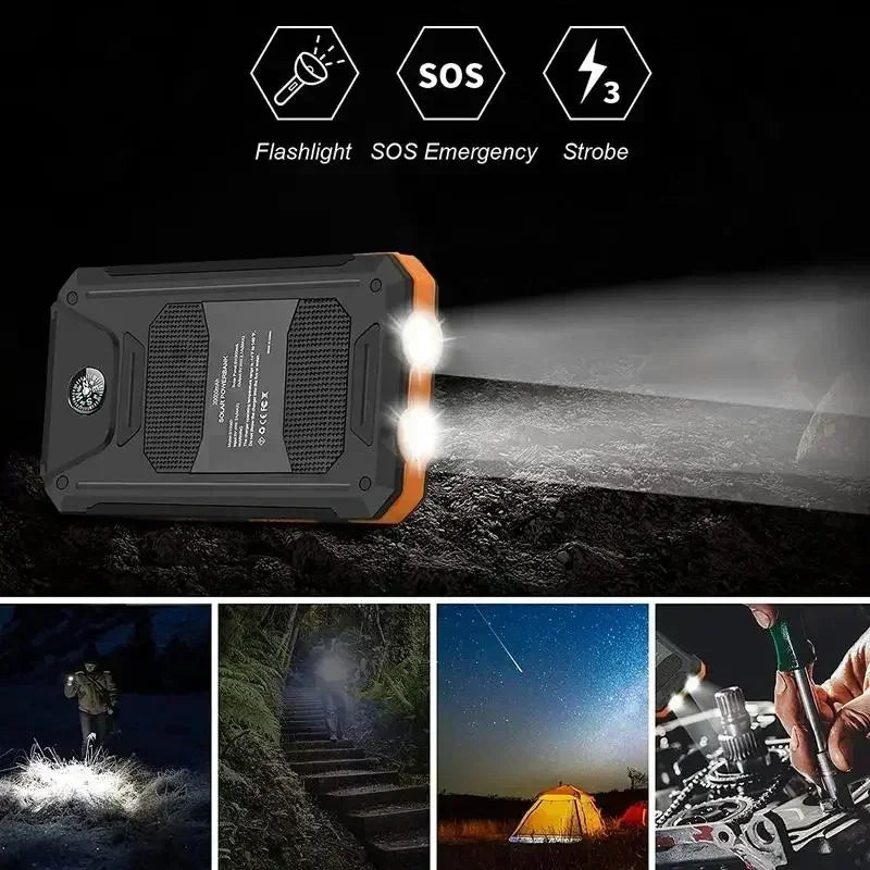 Outdoor Power Non-Stop: 10000mAh Solar Power Bank Fast Charge Bright