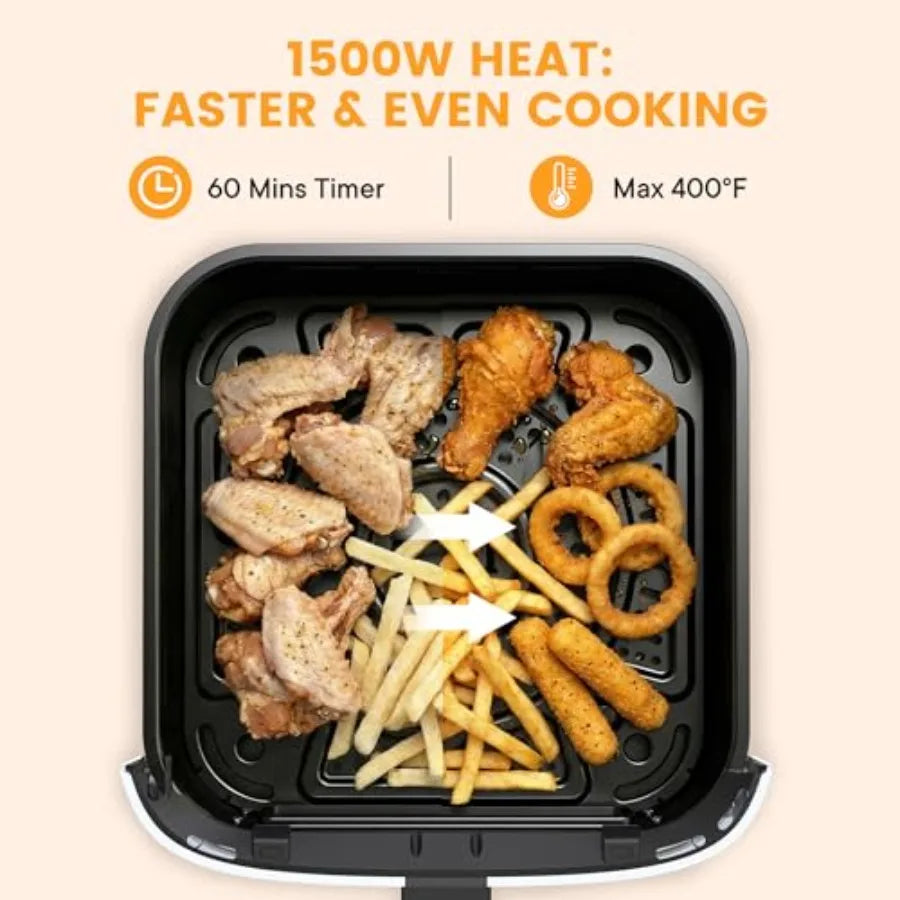 Air Fryer 4 Quart with Window 1500W Digital Airfryer with 8 Presets 60-Min Timer Max 400°F Auto Shut Off and Nonstick Dishwer S
