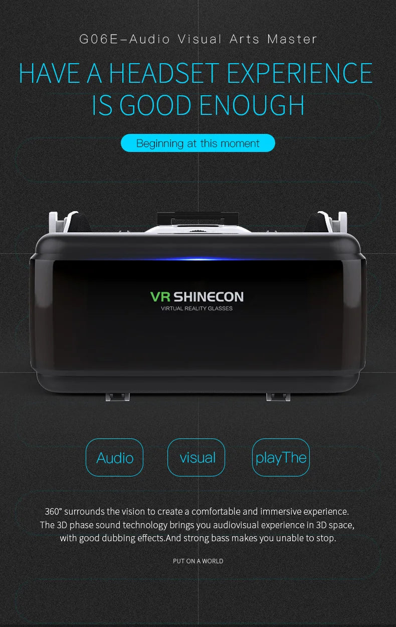 Virtual Reality 3D VR Glasses Shinecon Pro VR Glasses Google Cardboard Headset Virtual Glasses for ios Android Smartphone
