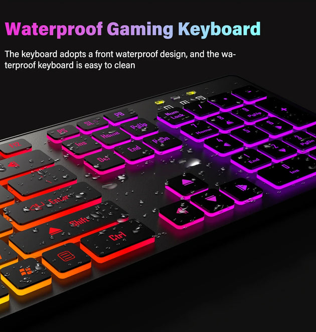 Computer Gaming Keyboard Light Backlit RGB Mute Wired Keyboard USB Office Home Russian French Spanish German Arabic English