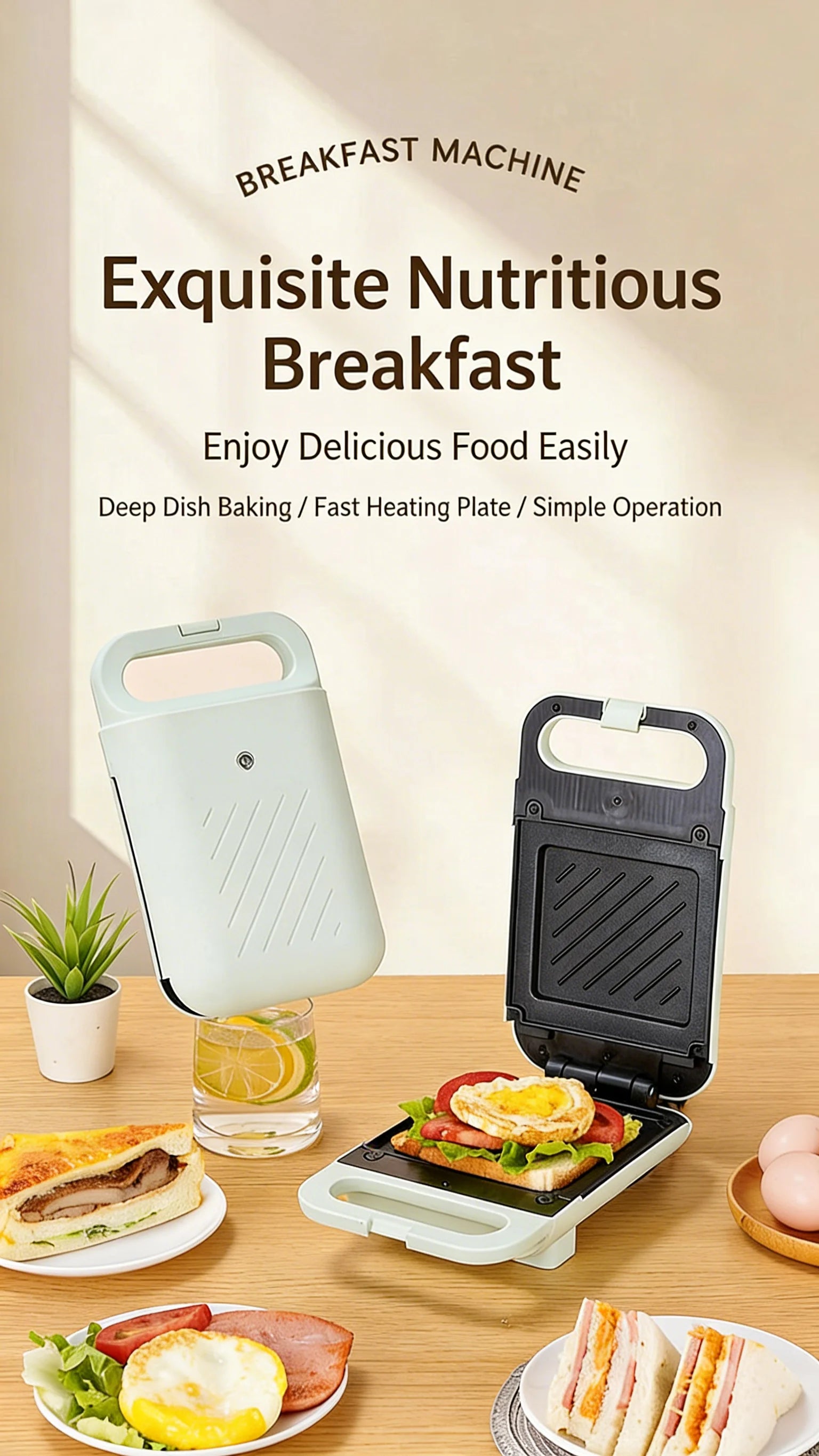 Small Household Light Food Maker Multifunctional Sandwich Waffle Toaster Egg Frying Machine