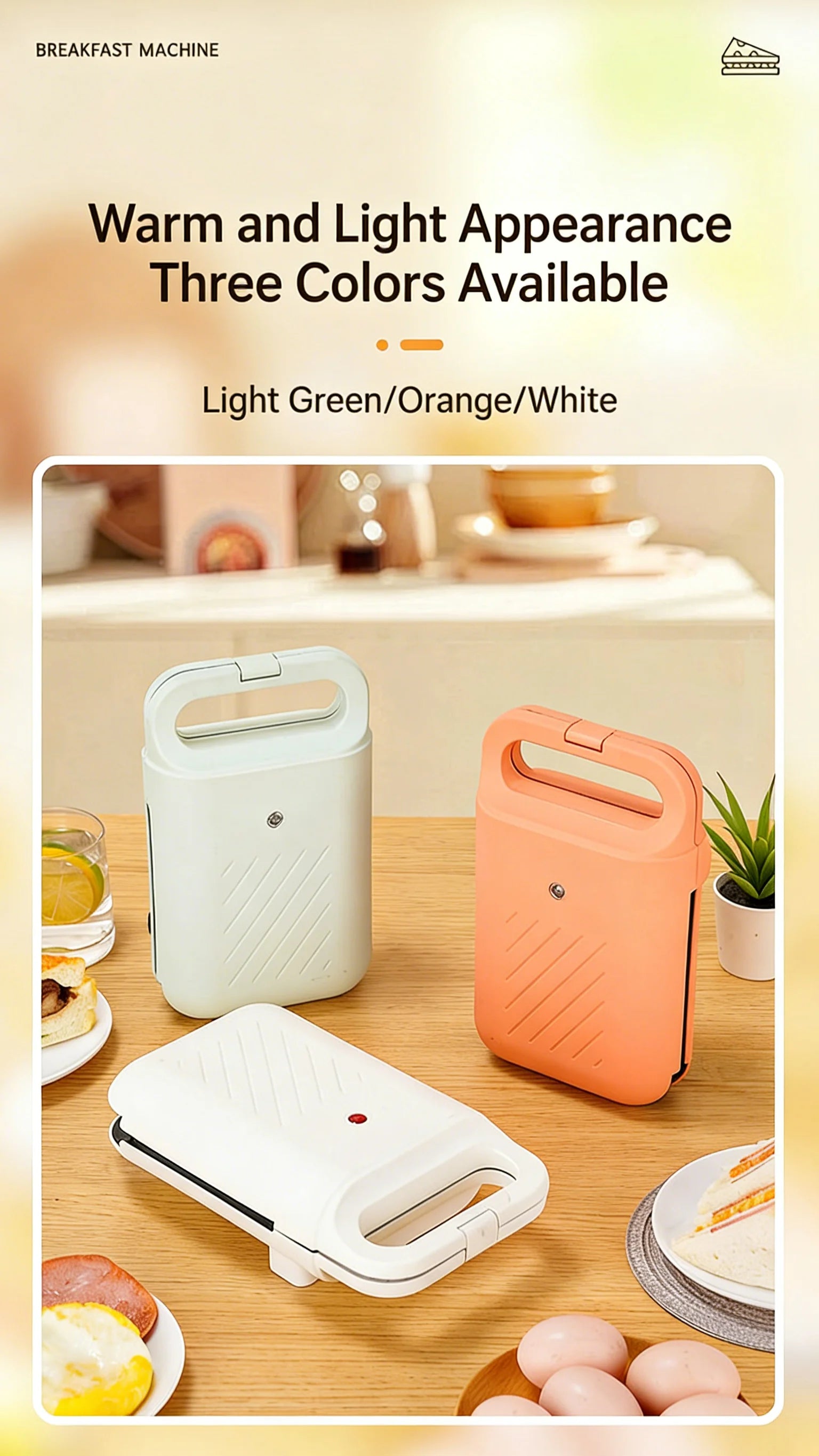 Small Household Light Food Maker Multifunctional Sandwich Waffle Toaster Egg Frying Machine