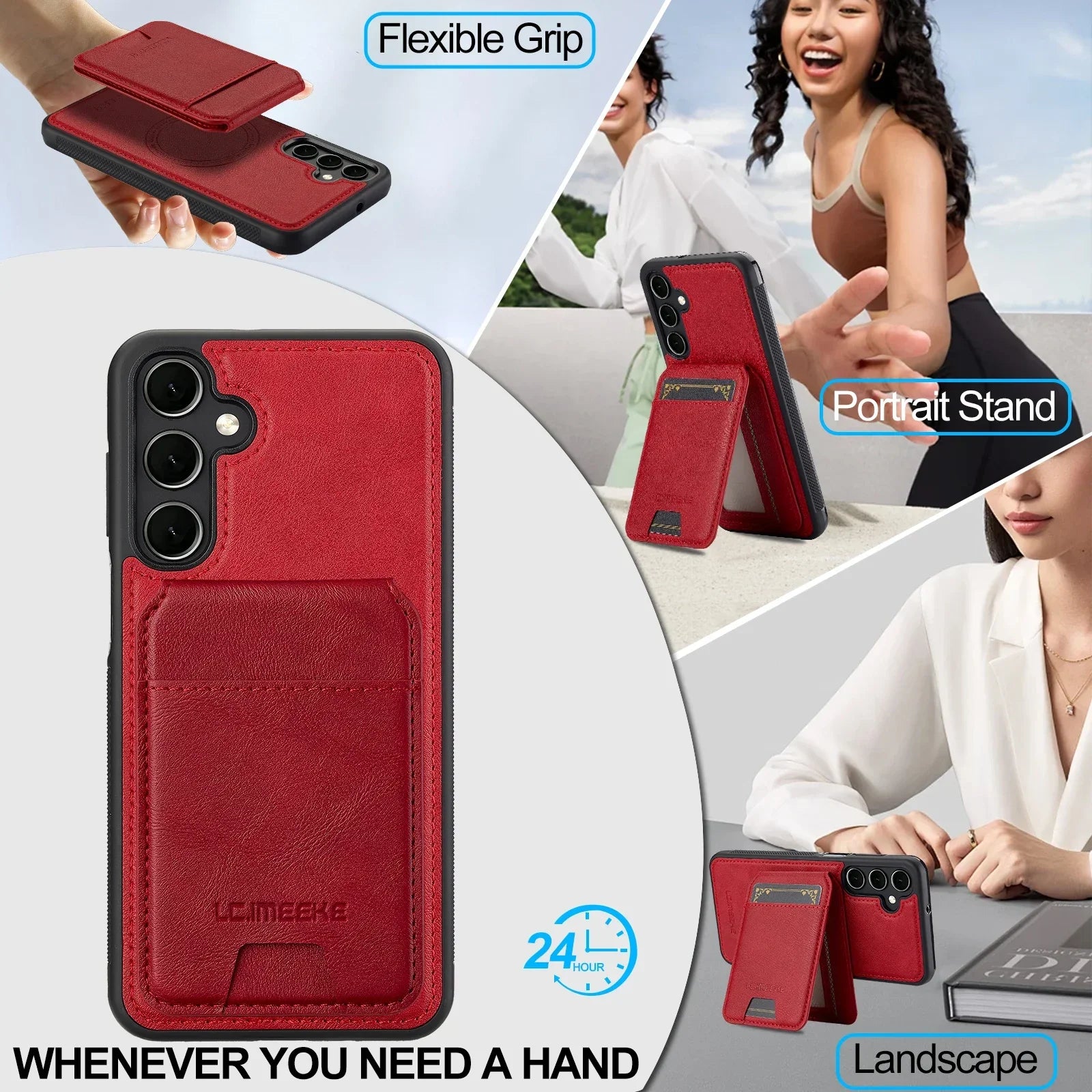 Detachable Leather Case For Samsung Galaxy Card Wallet Phone Bag