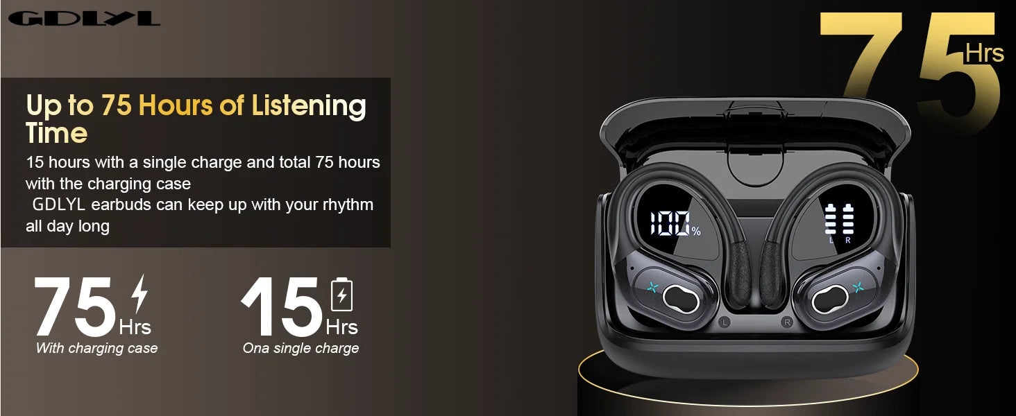 Original GDLYL HD65 TWS Bluetooth V5.4 Headphones Wireless LED Digital Display
