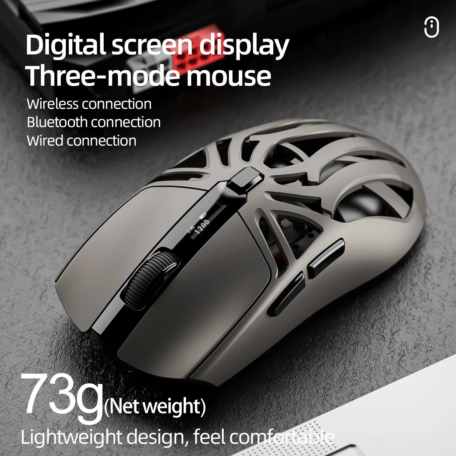 SMAILWOLF RS8 Gaming Mouse Bluetooth Wireless Three-mode Lightweight Hollow Design 1K Return Computer Long Battery Life