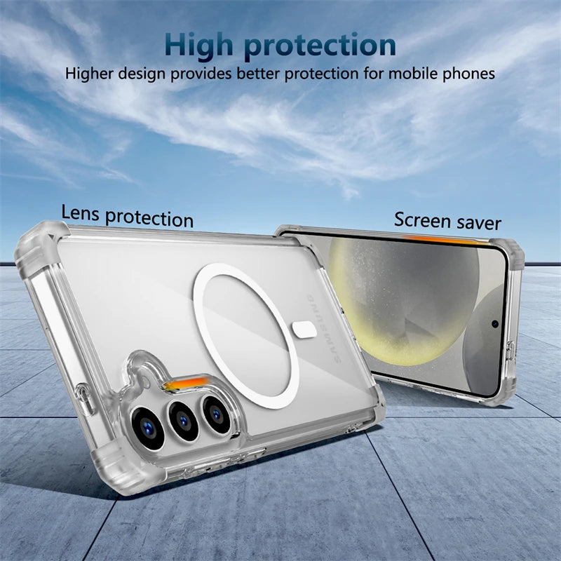 Shockproof Armor Transparent Case For Samsung Galaxy Magsafe Charge Cover