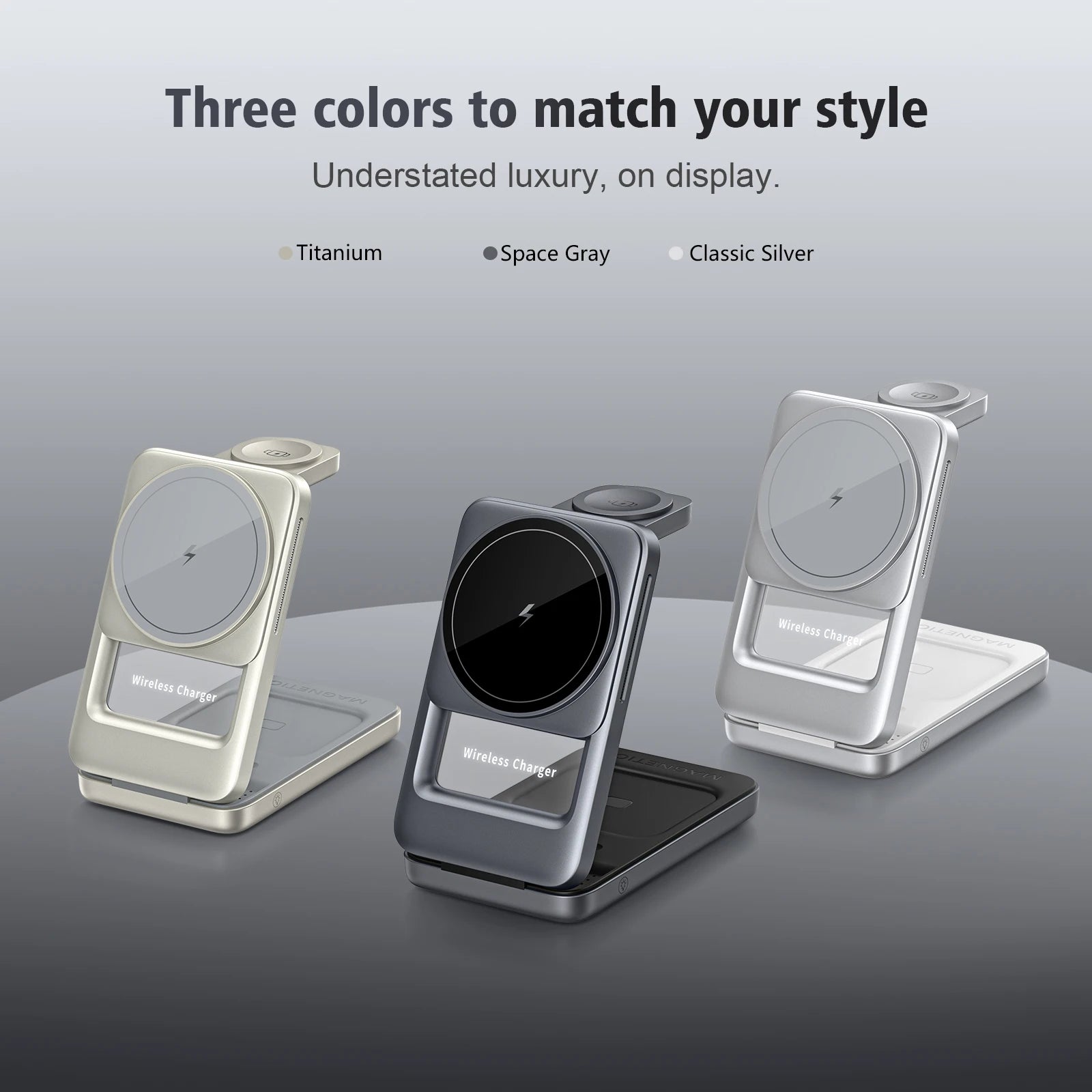 3 in 1 Wireless Charger Stand for iPhone 17 16 15 14 13, Apple Watch & AirPods Pro Foldable Travel Design & Night Light