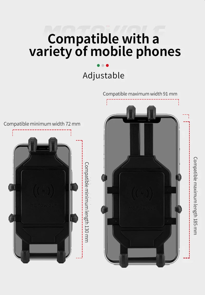 Motorcycle Wireless Charging Phone Holder Cradle 3.0 Quick Charger GPS Moto