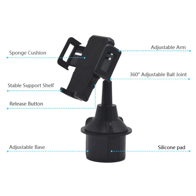 Mini Universal Car Cup Mount Mobile Phone Holder Stand Cradle for iPhone 3.5-7" Cellphone Smartphones