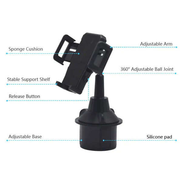 Mini Universal Car Cup Mount Mobile Phone Holder Stand Cradle for iPhone 3.5-7" Cellphone Smartphones