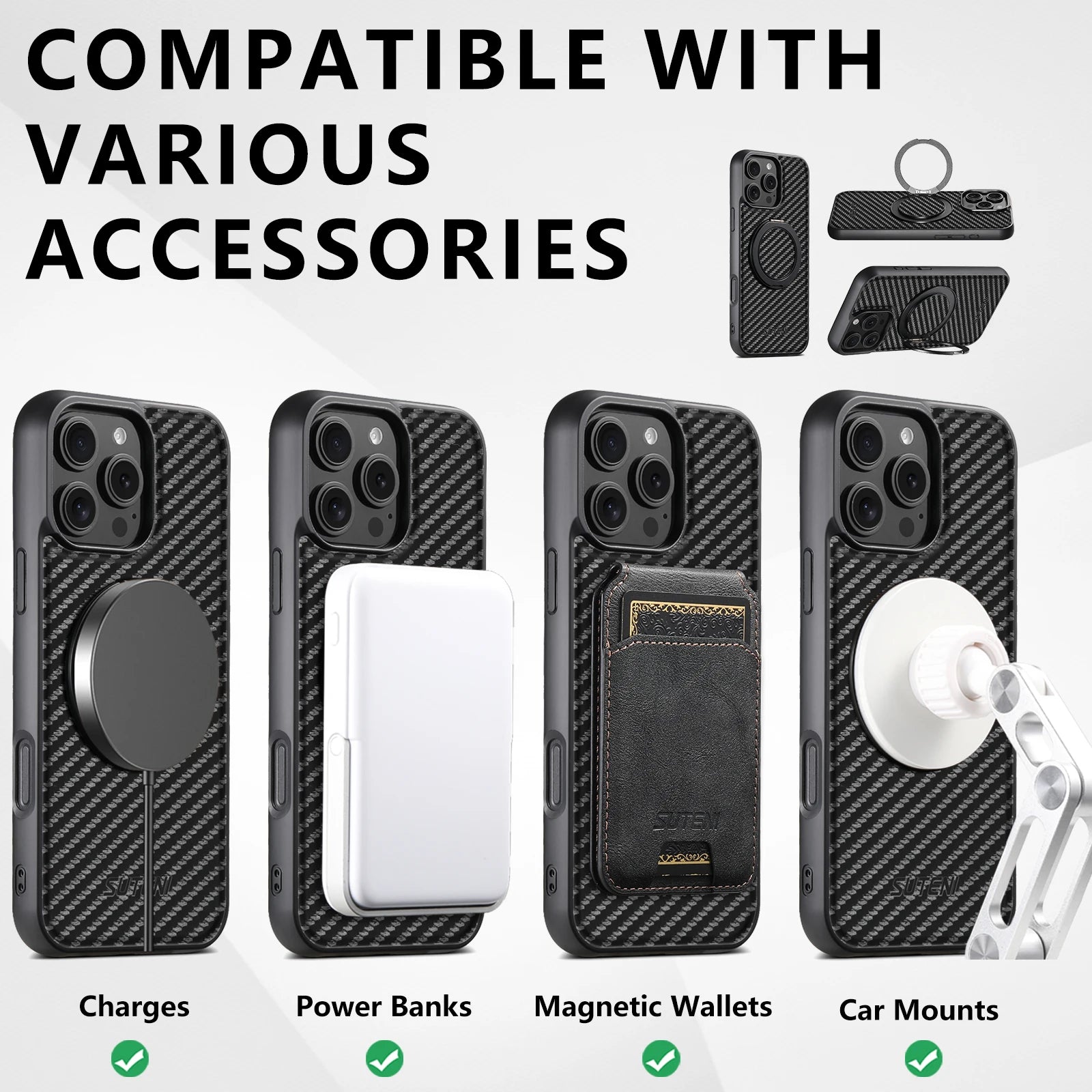 Compatible MagSafe Wireless Charging Strong Magnetic 360° Rotating Ring