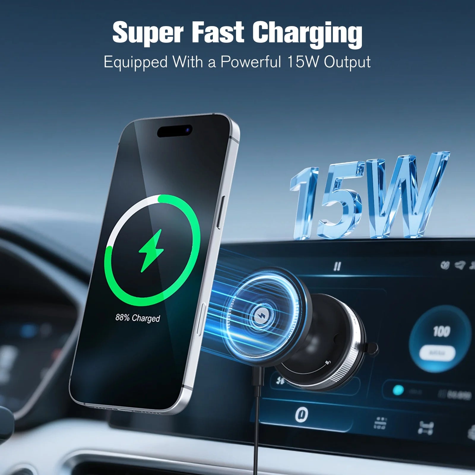 Magnetic Wireless Charger Car Phone Holder Air Vent Clip 15w Fast Charging