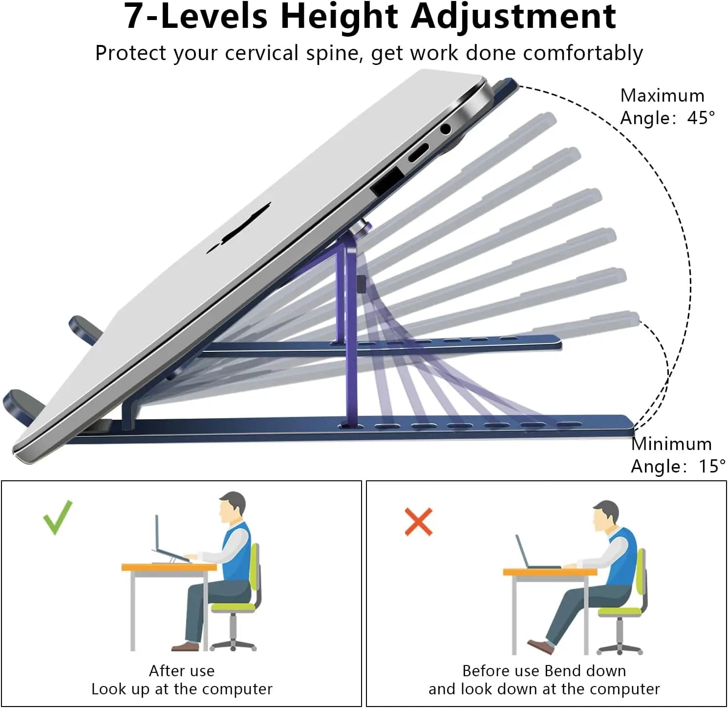 Adjustable Aluminum Laptop Stand Foldable & Portable Holder Cooling Riser