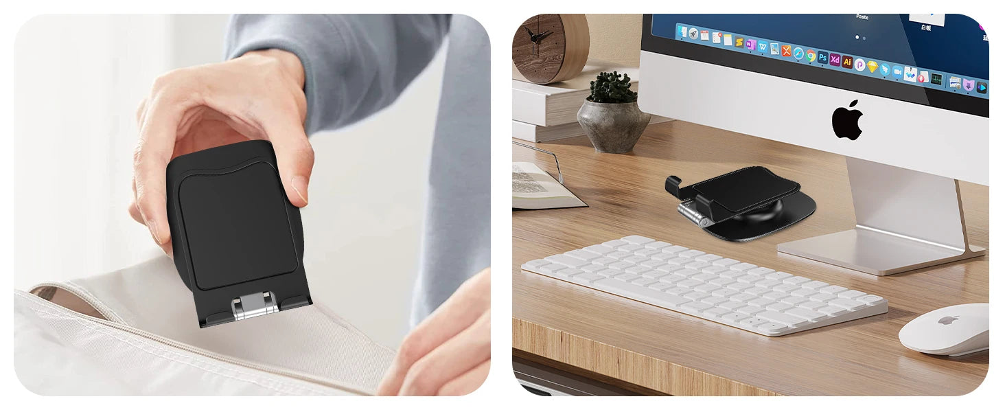 Aluminum Alloy Foldable Desktop Phone Stand with 360° Rotating Metal Base