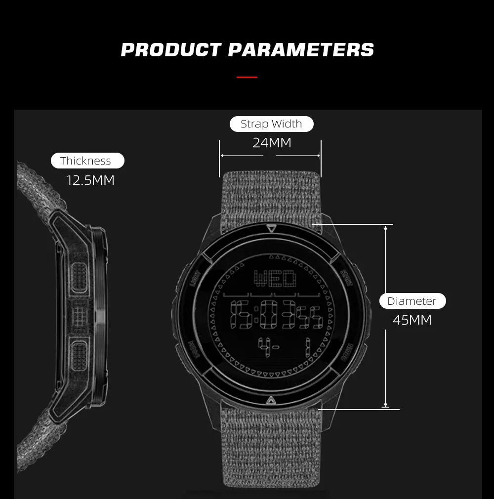 NORTH EDGE ALPS Men's Carbon fiber Digital Watch Shock Militray Sports Super Light Outdoor Compass Waterproof 50M Wristwatches