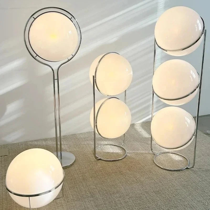 Garrault  Delord Floor Lamp Chrome Metal White Acrylic Ball Floor Light Living Room