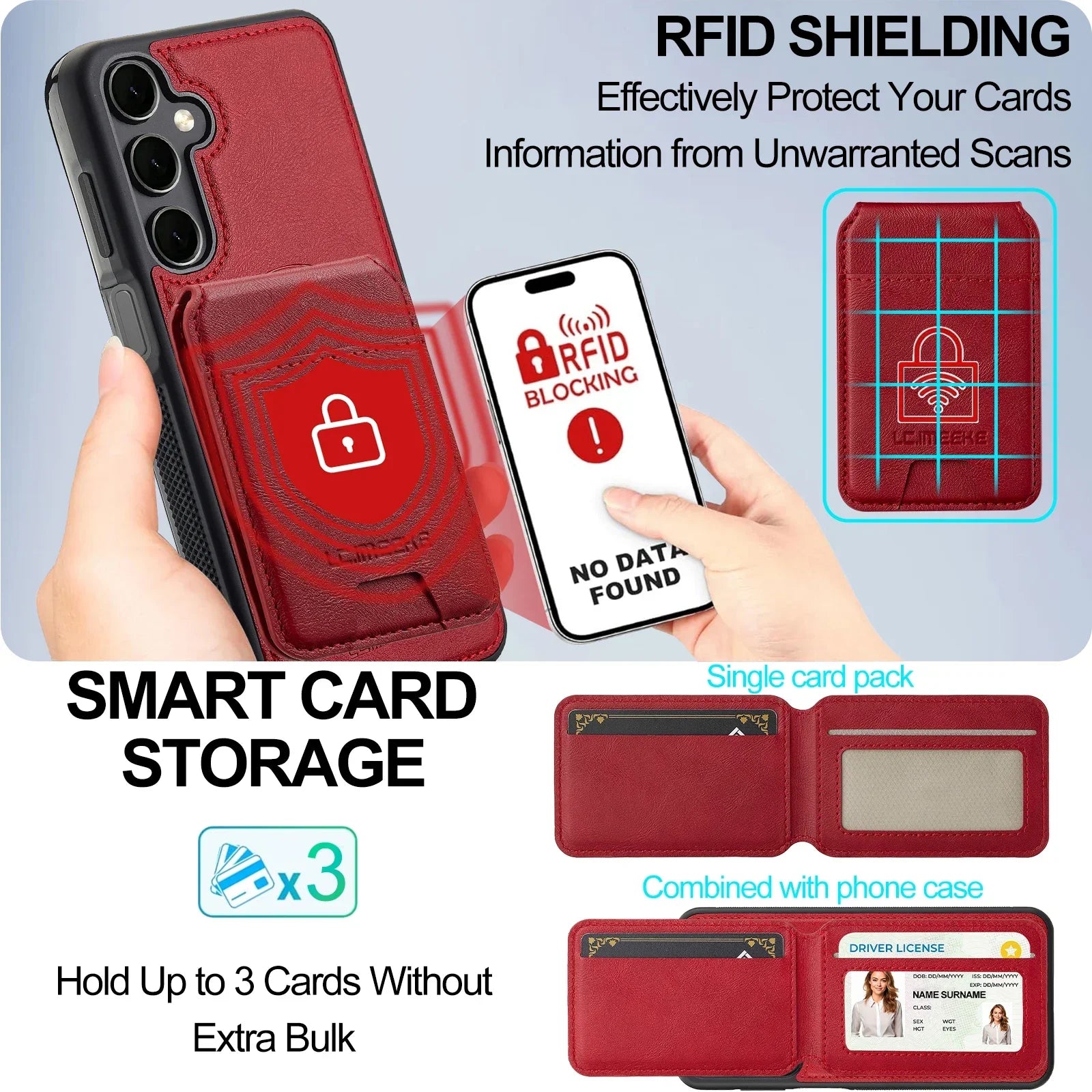 Detachable Leather Case For Samsung Galaxy Card Wallet Phone Bag