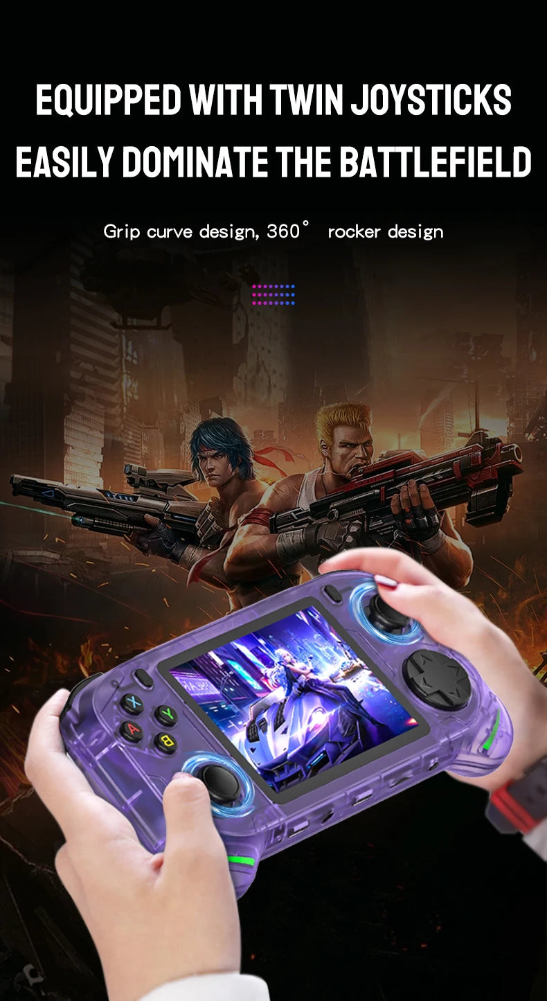 RX6H Retro Handheld Video Game Console 3.5-inch IPS Screen Linux System Portable Pocket Video Game Player 64GB Games GBA PS1