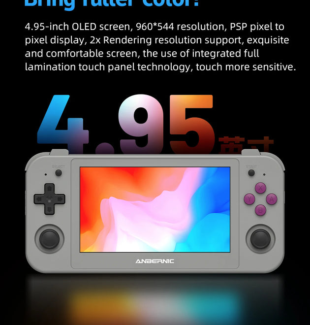 Anbernic RG505 New Handheld Game Console Android 12 System Unisoc Tiger T618 4.95-INCH OLED With Hall Joyctick OTA Update