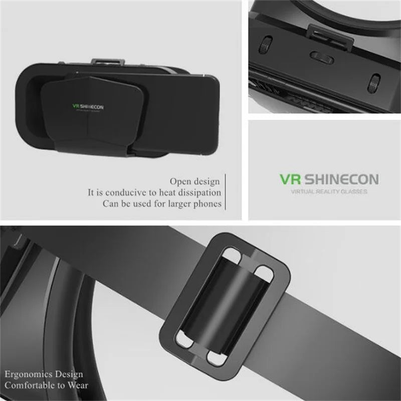 VR Glasses 3D Virtual Reality Box G10 IMAX Giant Screen Google Cardboard Helmet for 4.7-7inch Smartphone Matching Joystick