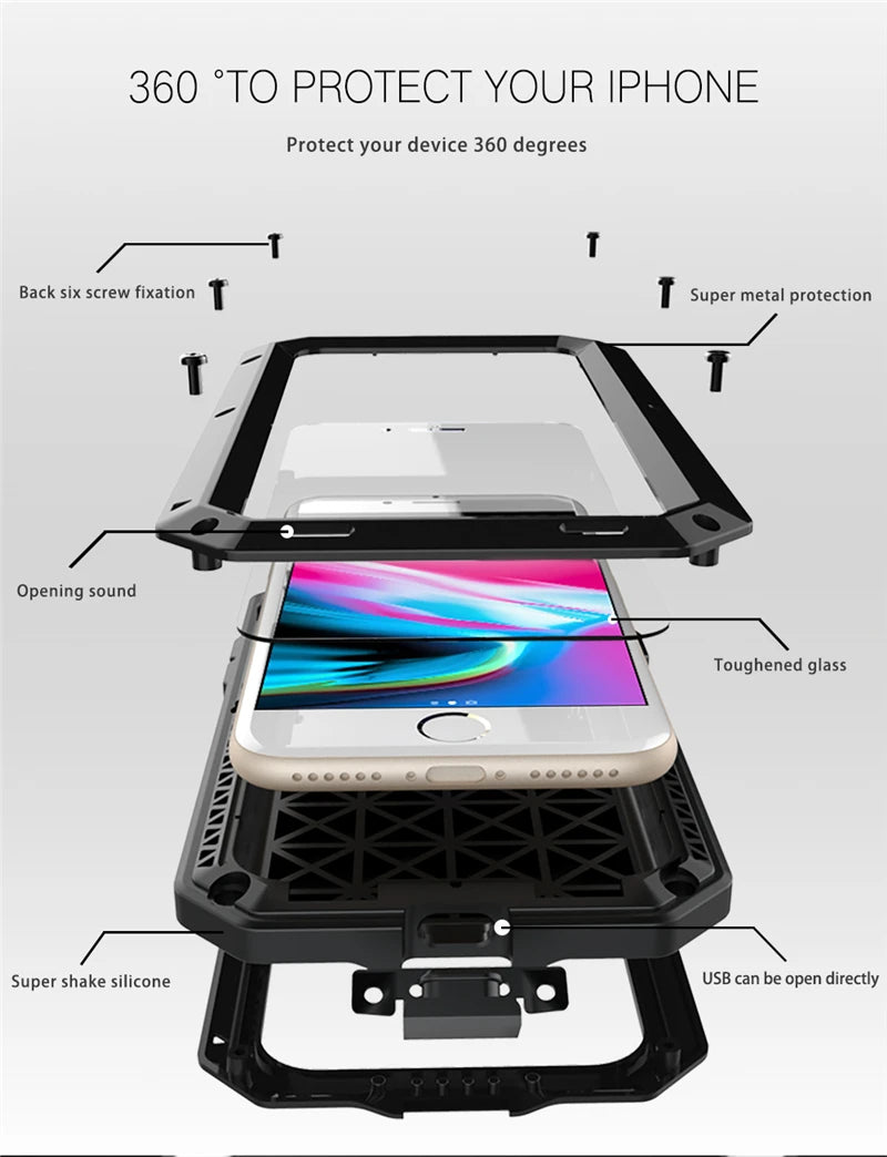 Heavy Duty Protection Armor Metal Aluminum Case for iPhone Cover