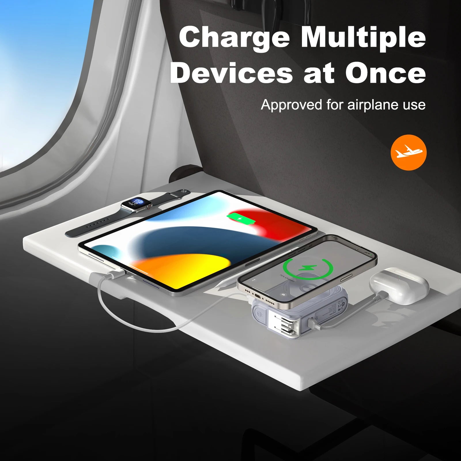 Magnetic Wireless Power Bank USB Type-C Detachable Data Cable Phone Holder