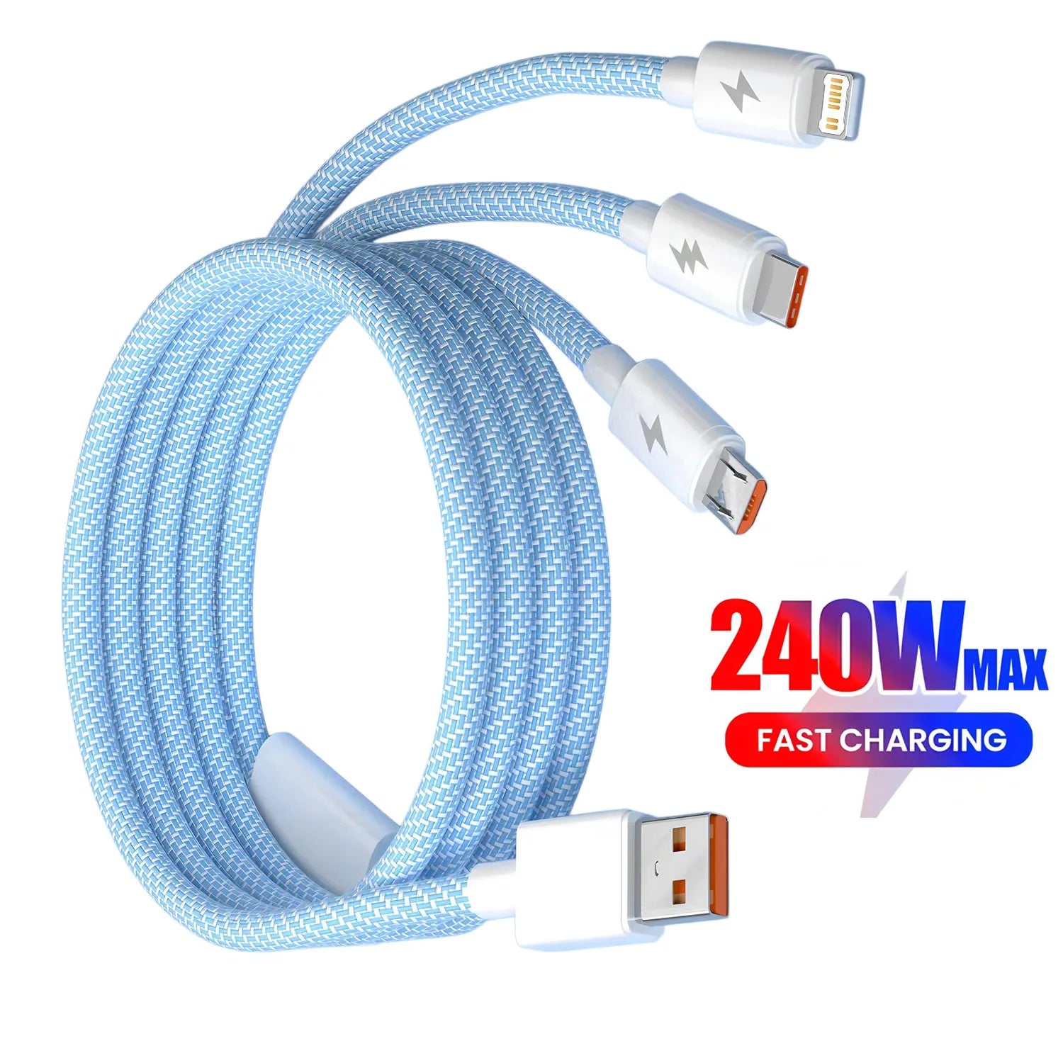 3 In 1 Fast Charging Cable For iPhone Xiaomi Poco Micro USB Type C Charger