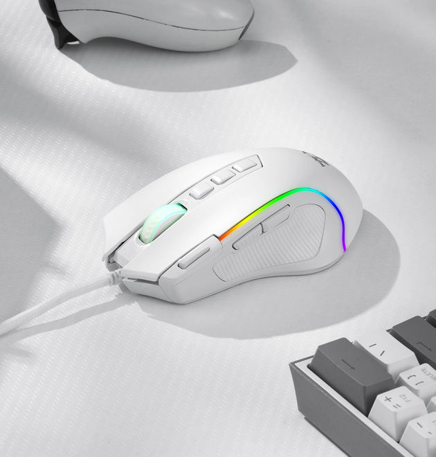 Redragon M612 Predator RGB Gaming Mouse 8000 DPI Wired Optical with 11 Programmable Buttons, White