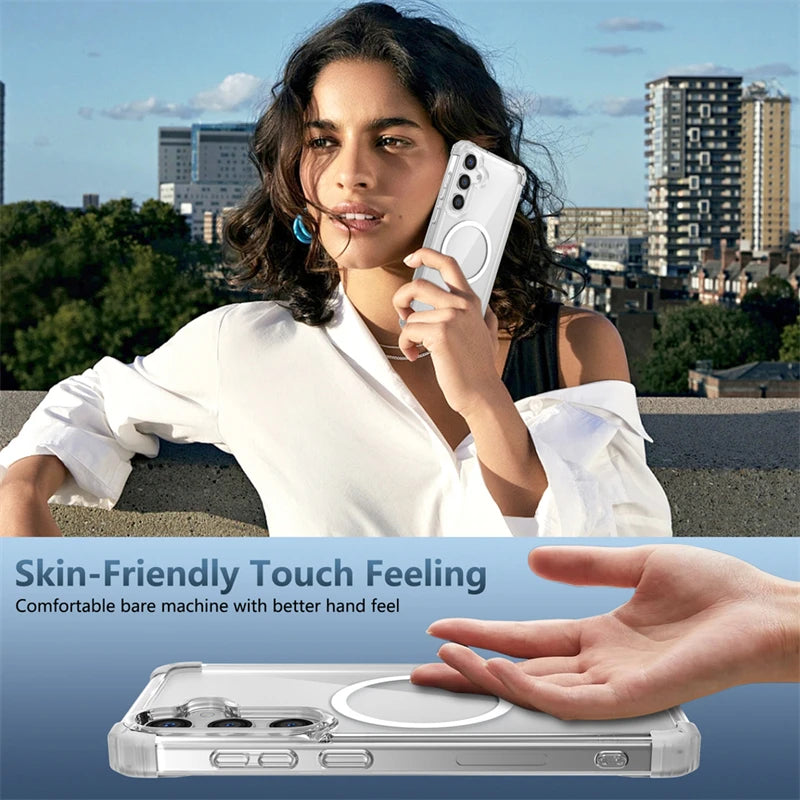 Shockproof Armor Transparent Case For Samsung Galaxy Magsafe Charge Cover