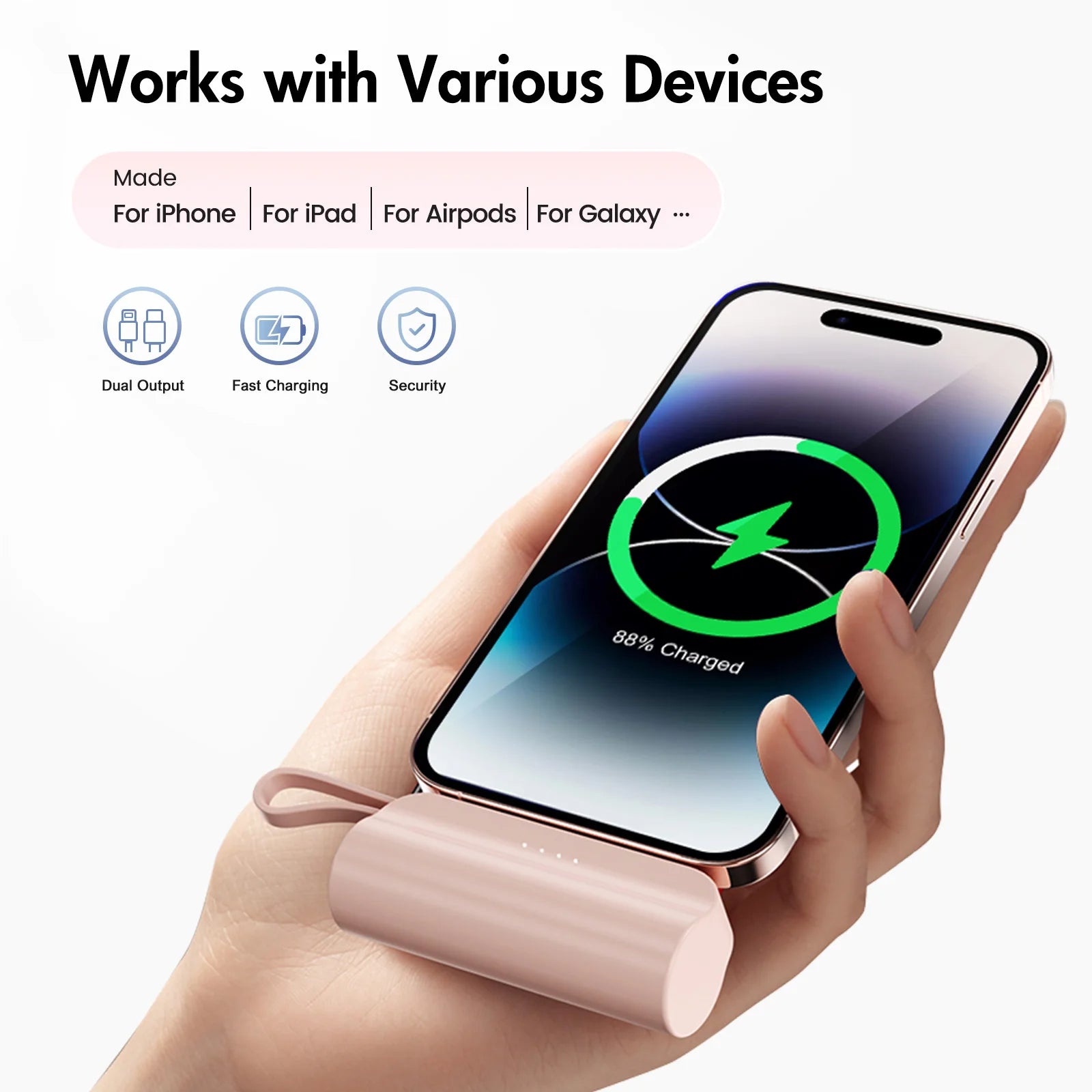 Mini Power Bank Portable 4500mAh Power Phone Charger Capsule Dual USB