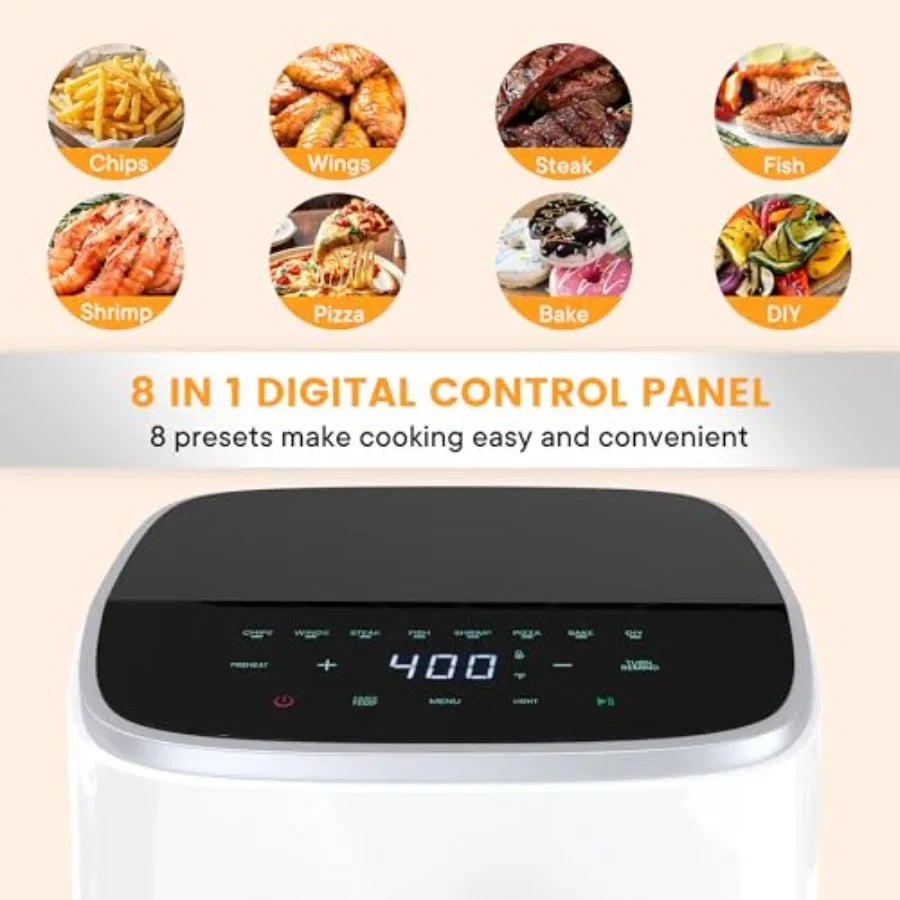 Air Fryer 4 Quart with Window 1500W Digital Airfryer with 8 Presets 60-Min Timer Max 400°F Auto Shut Off and Nonstick Dishwer S
