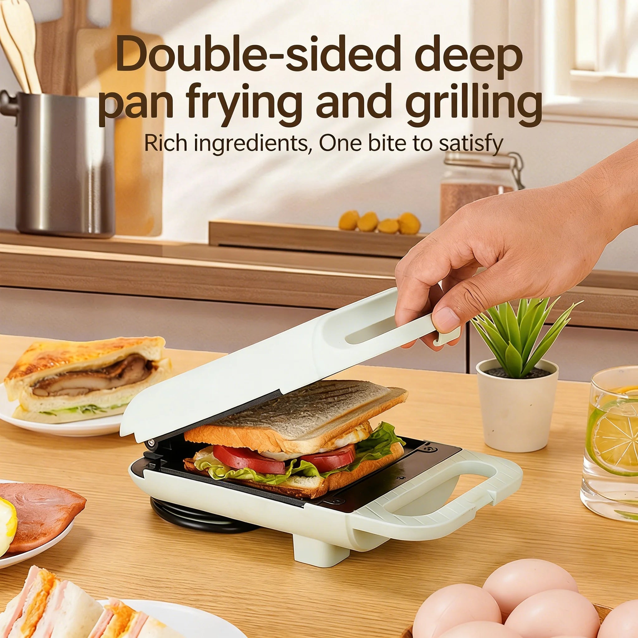 Small Household Light Food Maker Multifunctional Sandwich Waffle Toaster Egg Frying Machine