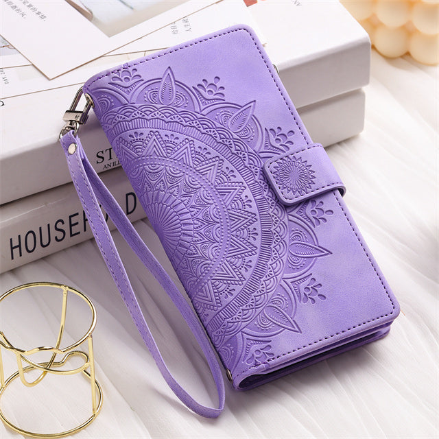 Leather Flip Case For Samsung Galaxy  Card Wallet Embossing Phone Bag